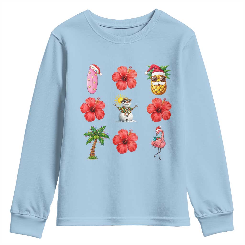 Christmas In July Youth Sweatshirt Tropical Summer Beach Party Graphic