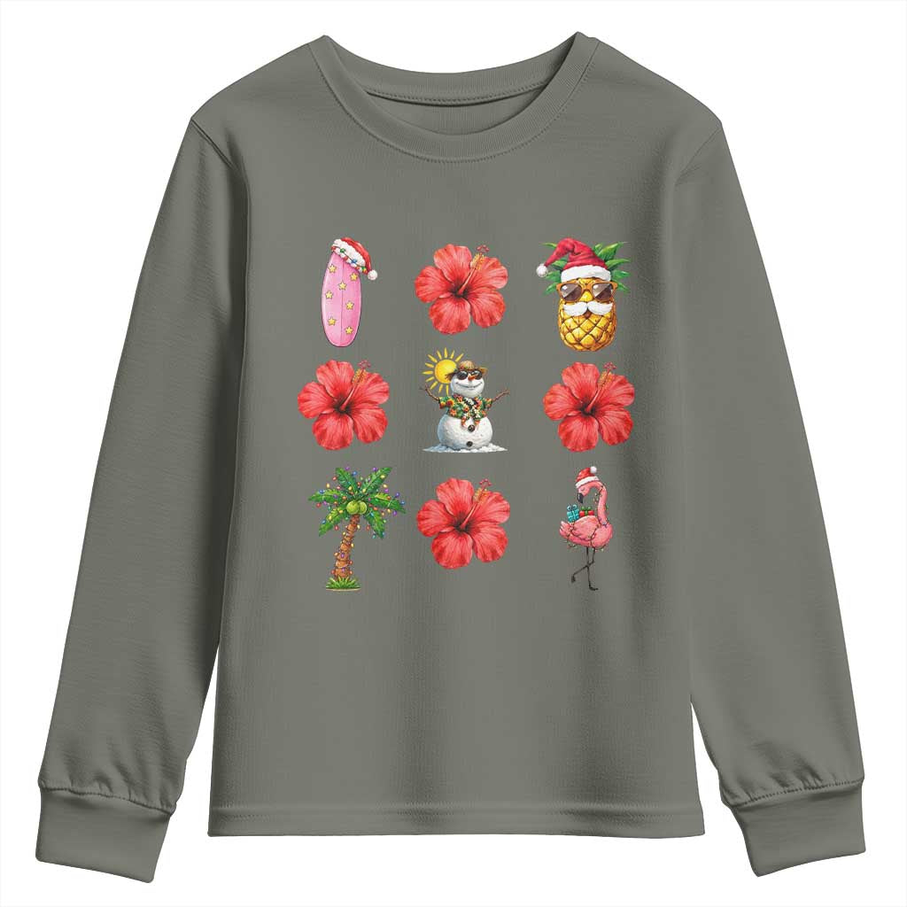 Christmas In July Youth Sweatshirt Tropical Summer Beach Party Graphic