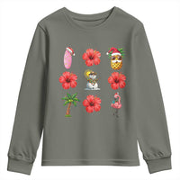 Christmas In July Youth Sweatshirt Tropical Summer Beach Party Graphic