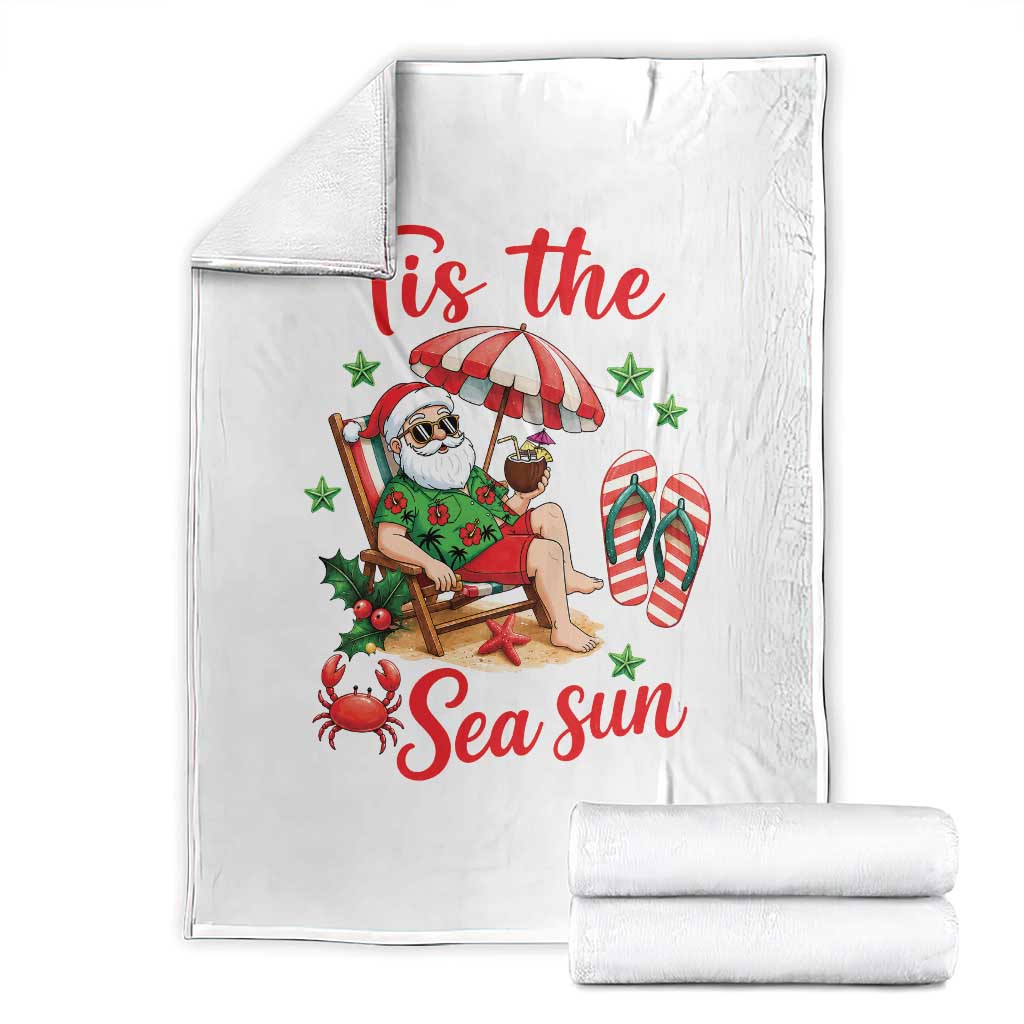 Funny Santa Christmas In July Graphic Throw Blanket Tis The Sea Sun