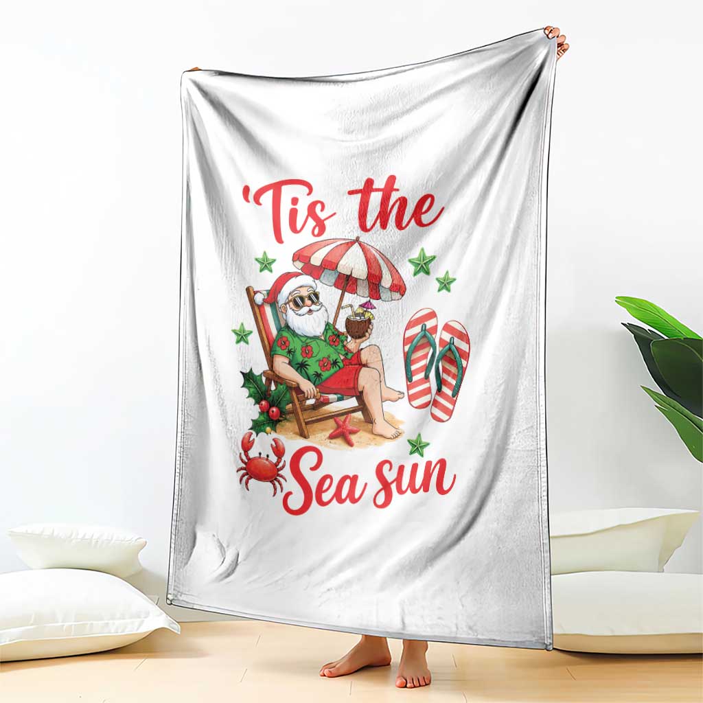 Funny Santa Christmas In July Graphic Throw Blanket Tis The Sea Sun
