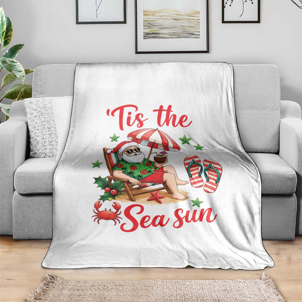 Funny Santa Christmas In July Graphic Throw Blanket Tis The Sea Sun