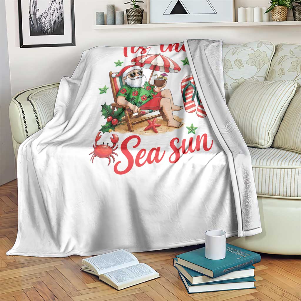 Funny Santa Christmas In July Graphic Throw Blanket Tis The Sea Sun