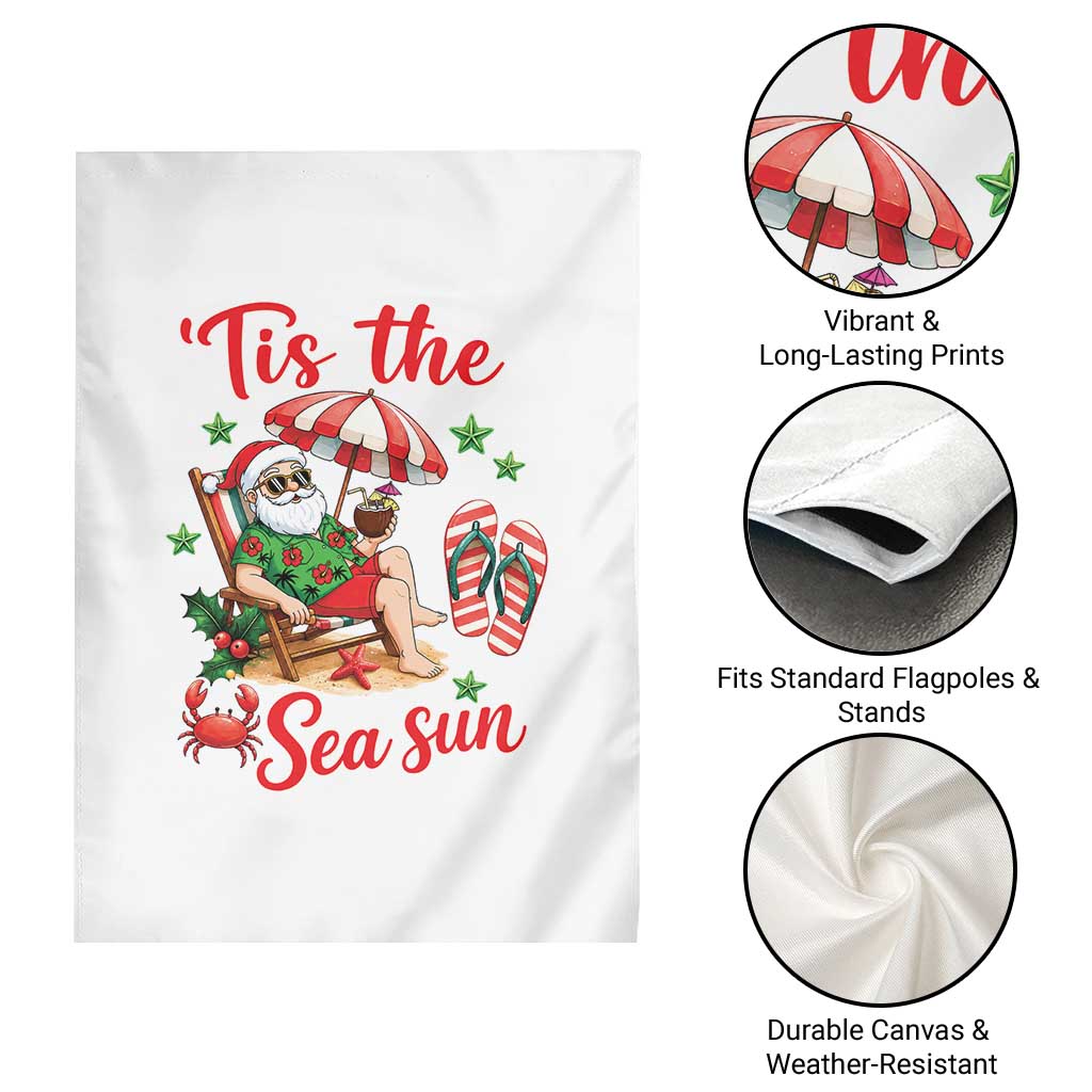 Funny Santa Christmas In July Graphic Garden Flag Tis The Sea Sun