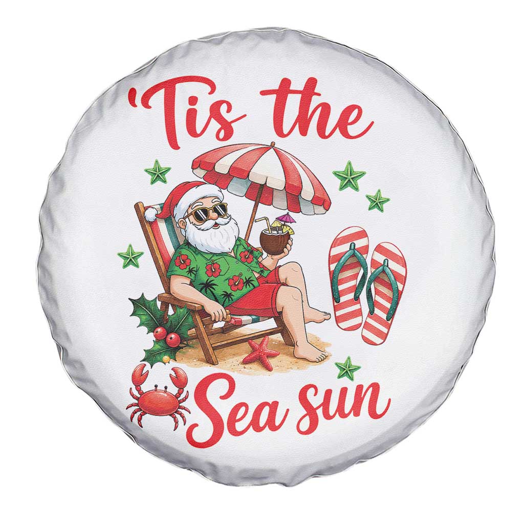 Funny Santa Christmas In July Graphic Spare Tire Cover Tis The Sea Sun
