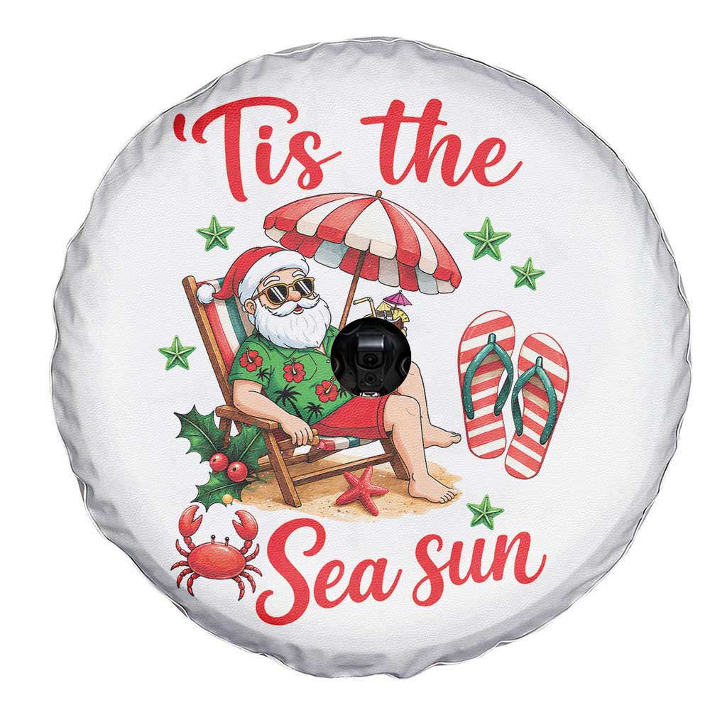 Funny Santa Christmas In July Graphic Spare Tire Cover Tis The Sea Sun