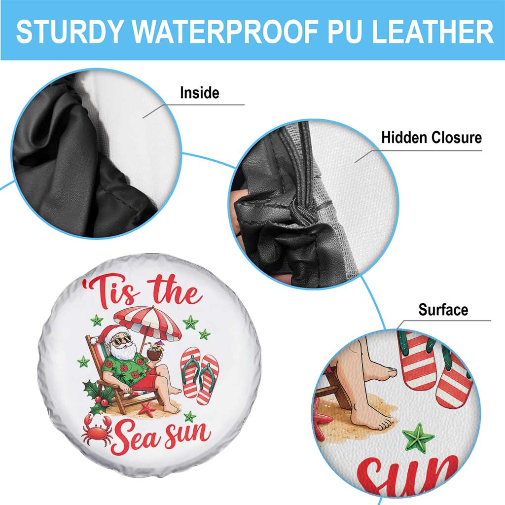 Funny Santa Christmas In July Graphic Spare Tire Cover Tis The Sea Sun