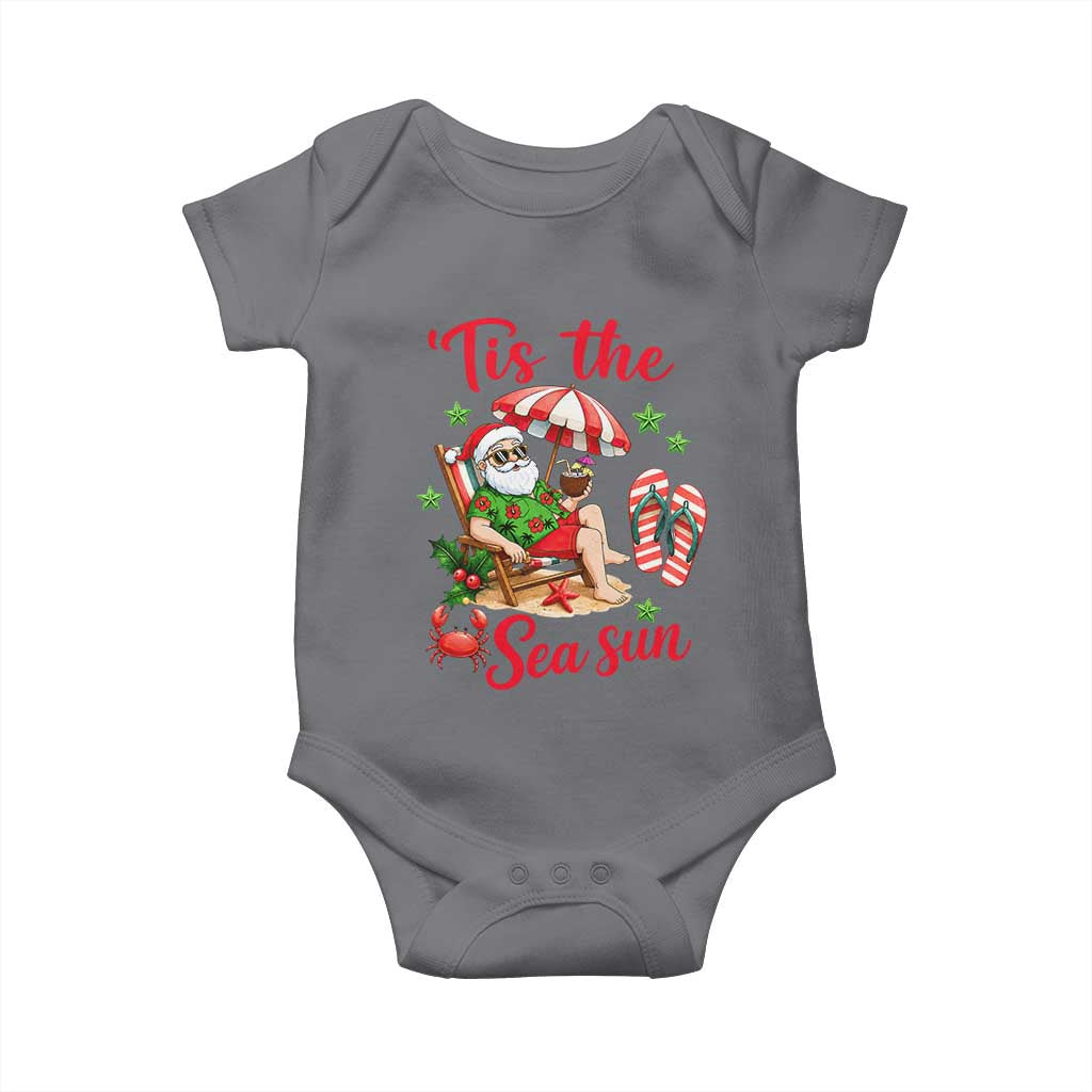 Funny Santa Christmas In July Graphic Baby Onesie Tis The Sea Sun