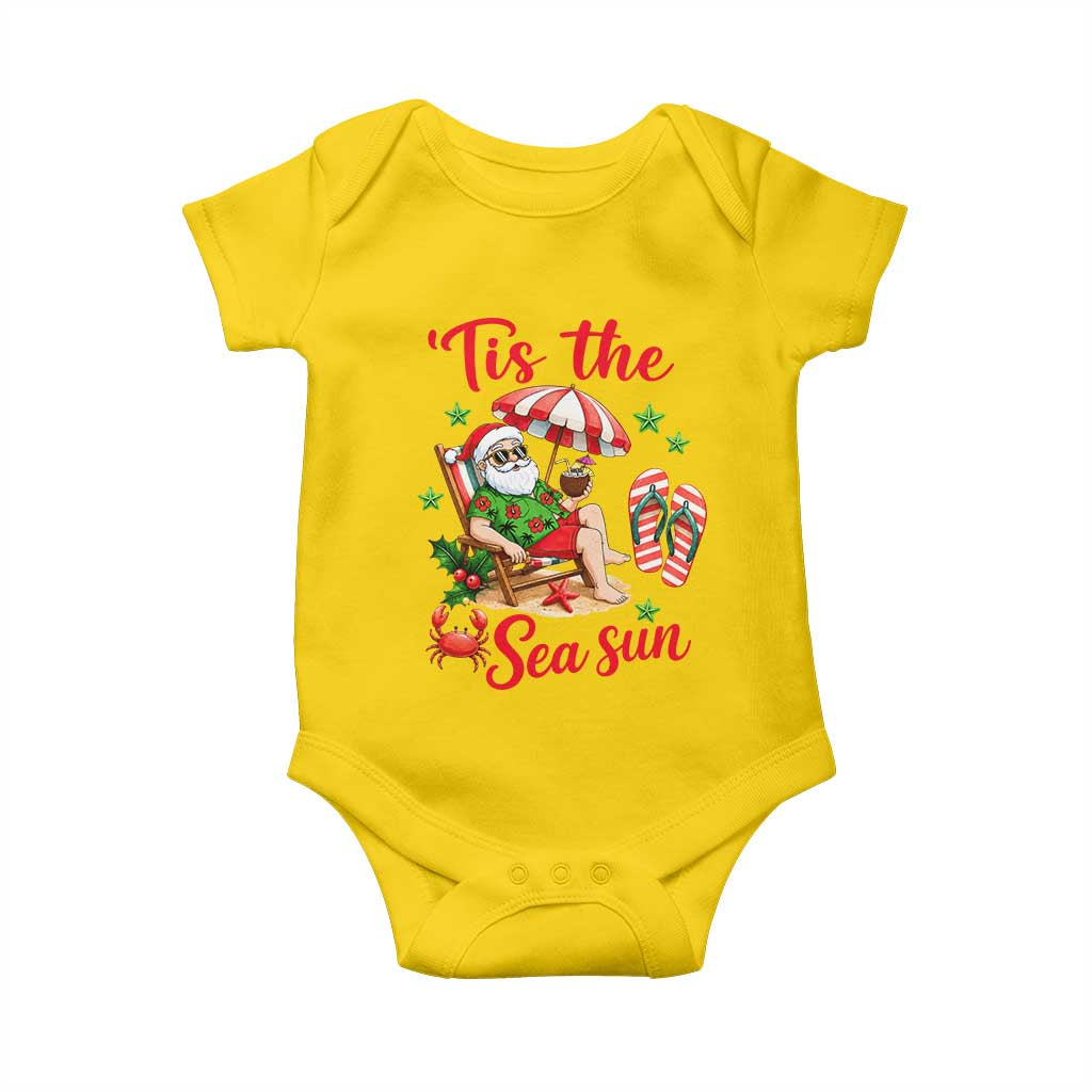 Funny Santa Christmas In July Graphic Baby Onesie Tis The Sea Sun