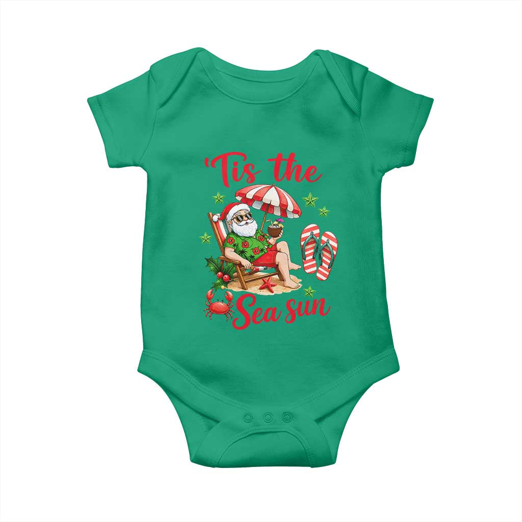 Funny Santa Christmas In July Graphic Baby Onesie Tis The Sea Sun