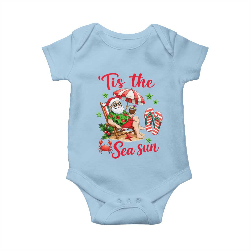 Funny Santa Christmas In July Graphic Baby Onesie Tis The Sea Sun