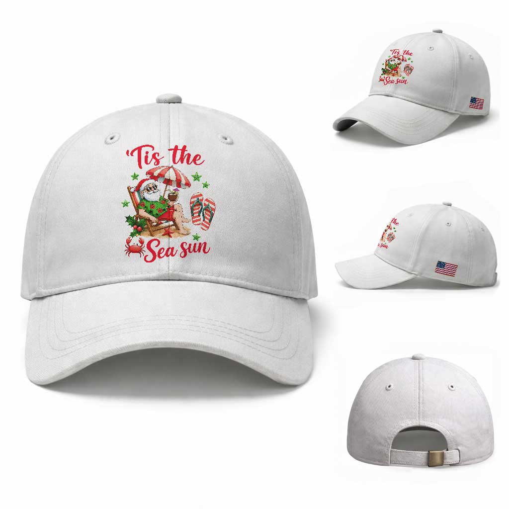 Funny Santa Christmas In July Graphic Baseball Cap Tis The Sea Sun