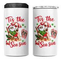Funny Santa Christmas In July Graphic 4 in 1 Can Cooler Tumbler Tis The Sea Sun