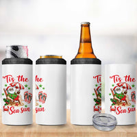 Funny Santa Christmas In July Graphic 4 in 1 Can Cooler Tumbler Tis The Sea Sun
