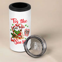 Funny Santa Christmas In July Graphic 4 in 1 Can Cooler Tumbler Tis The Sea Sun