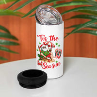Funny Santa Christmas In July Graphic 4 in 1 Can Cooler Tumbler Tis The Sea Sun