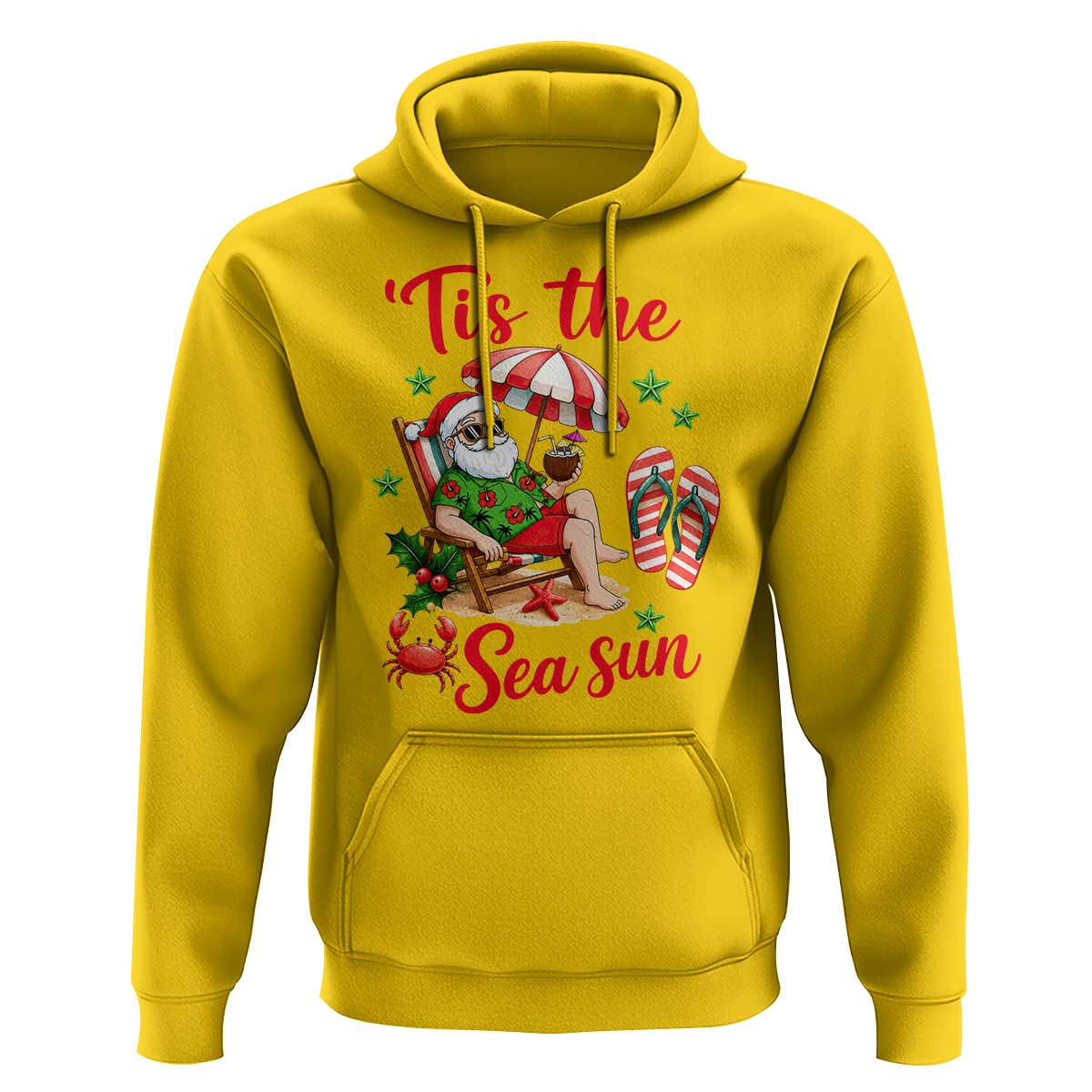 Funny Santa Christmas In July Graphic Hoodie Tis The Sea Sun
