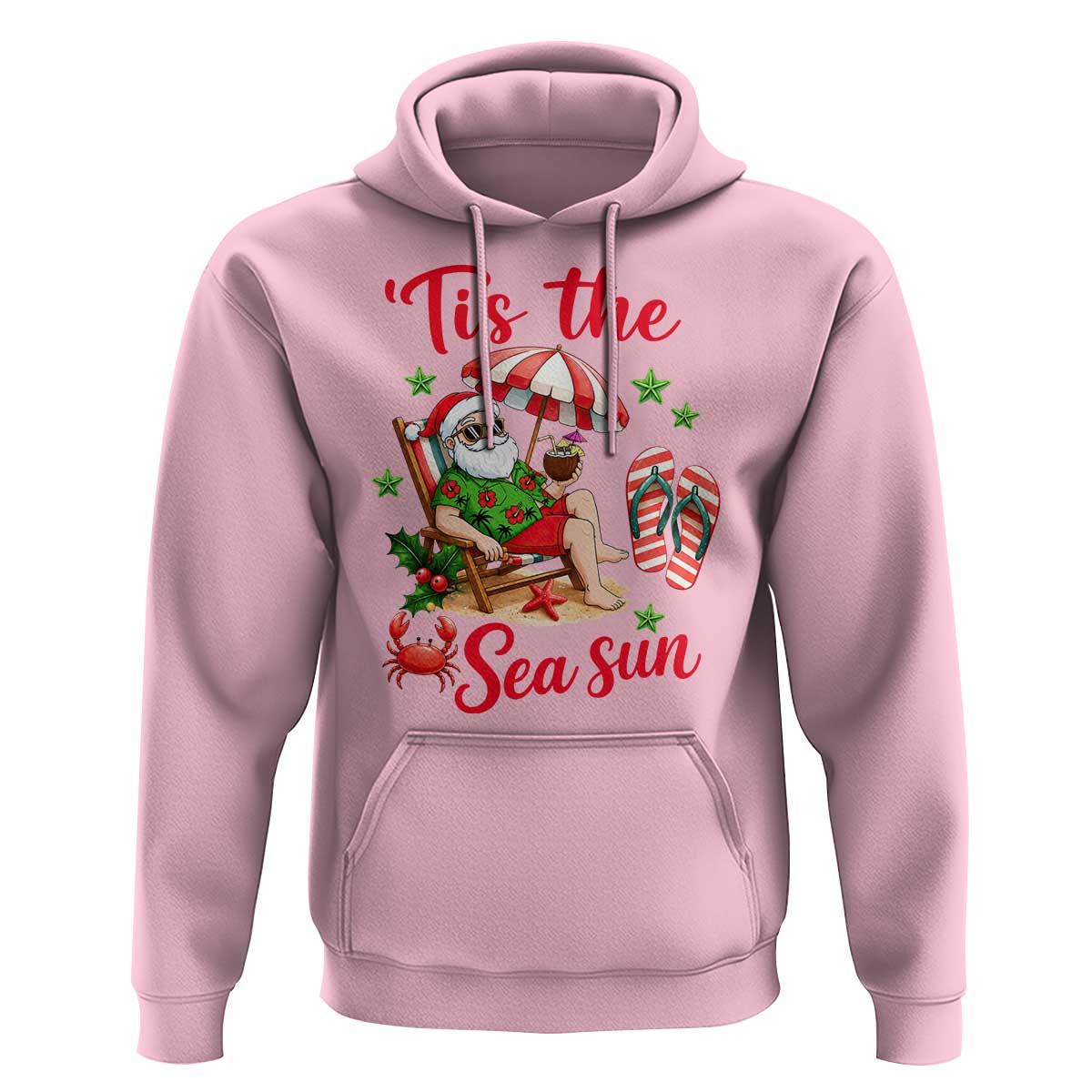 Funny Santa Christmas In July Graphic Hoodie Tis The Sea Sun