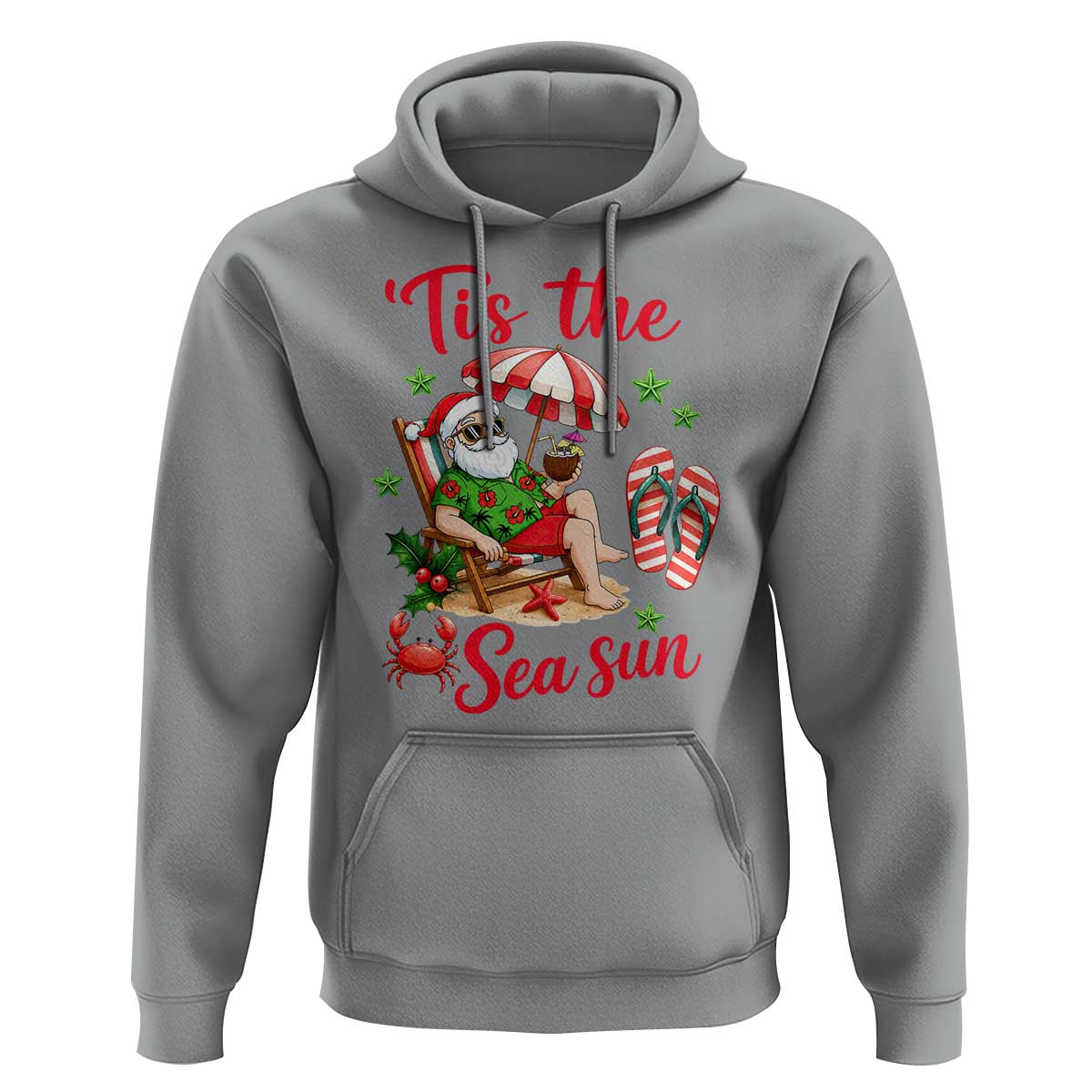 Funny Santa Christmas In July Graphic Hoodie Tis The Sea Sun