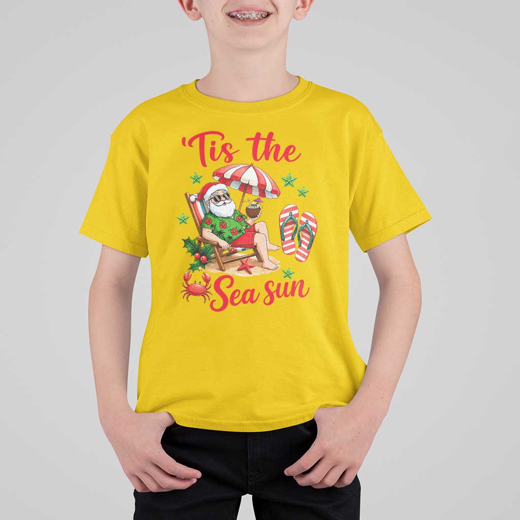 Funny Santa Christmas In July Graphic T Shirt For Kid Tis The Sea Sun