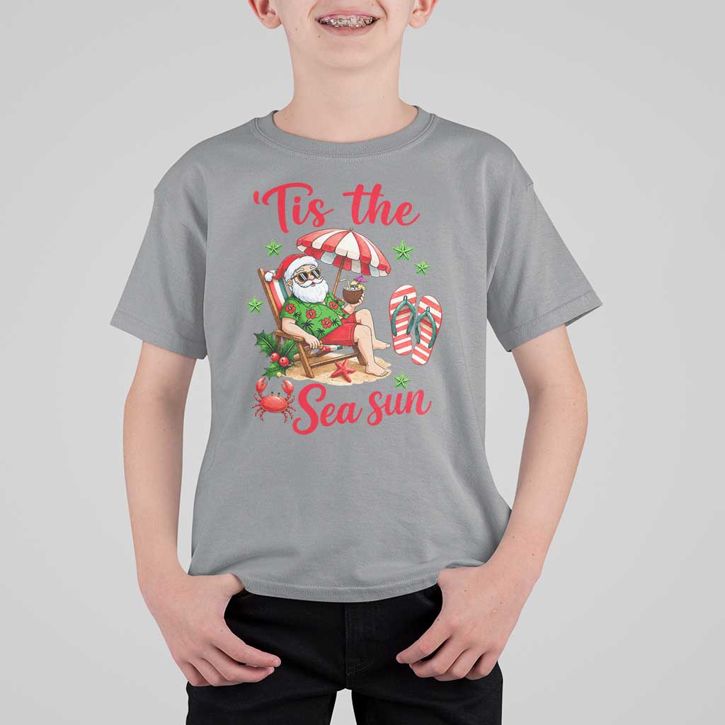 Funny Santa Christmas In July Graphic T Shirt For Kid Tis The Sea Sun