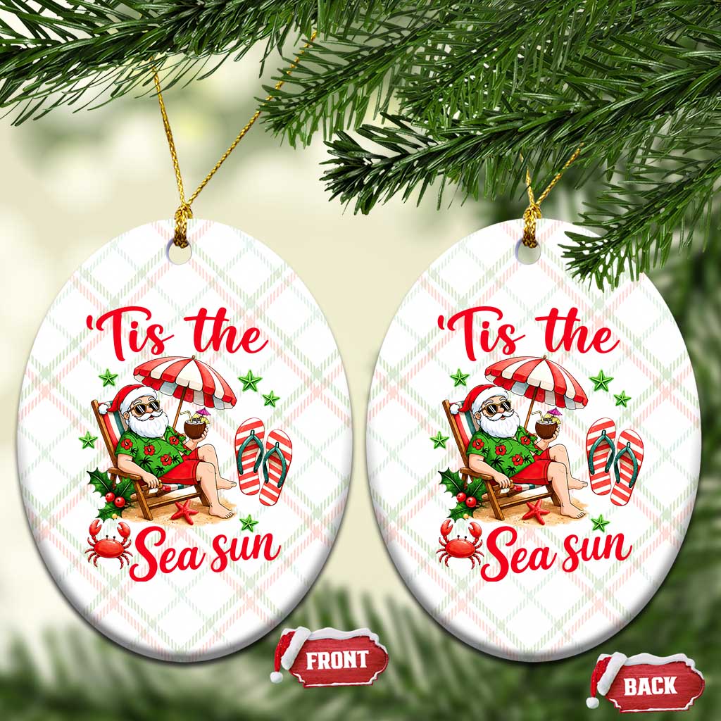 Funny Santa Christmas In July Graphic Ceramic Ornament Tis The Sea Sun