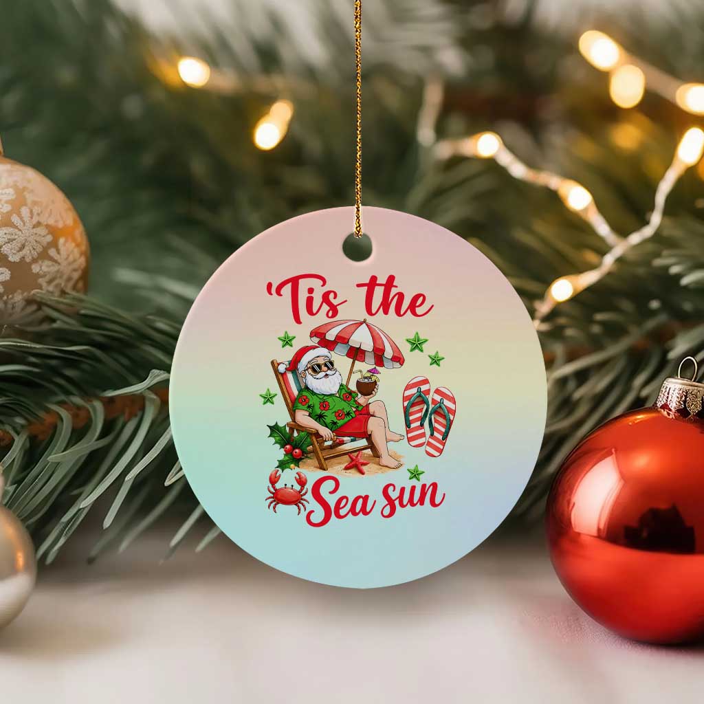 Funny Santa Christmas In July Graphic Ceramic Ornament Tis The Sea Sun