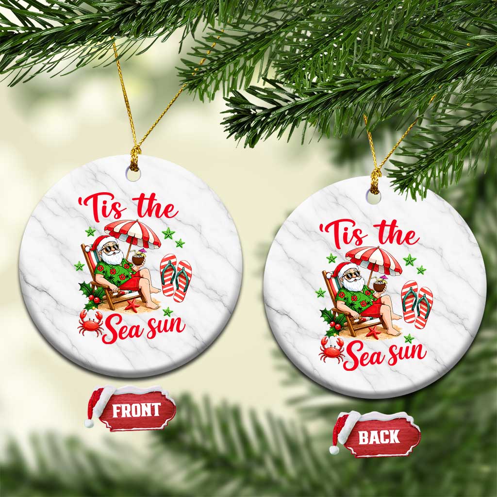 Funny Santa Christmas In July Graphic Ceramic Ornament Tis The Sea Sun