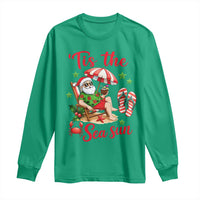 Funny Santa Christmas In July Graphic Long Sleeve Shirt Tis The Sea Sun