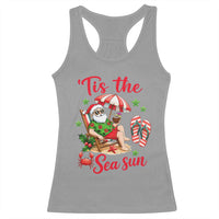 Funny Santa Christmas In July Graphic Racerback Tank Top Tis The Sea Sun