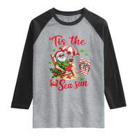 Funny Santa Christmas In July Graphic Raglan Shirt Tis The Sea Sun