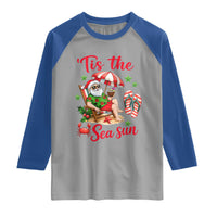 Funny Santa Christmas In July Graphic Raglan Shirt Tis The Sea Sun