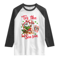 Funny Santa Christmas In July Graphic Raglan Shirt Tis The Sea Sun