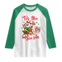 Funny Santa Christmas In July Graphic Raglan Shirt Tis The Sea Sun