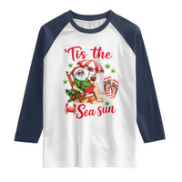 Funny Santa Christmas In July Graphic Raglan Shirt Tis The Sea Sun