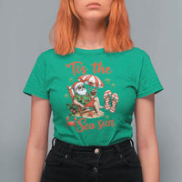 Funny Santa Christmas In July Graphic T Shirt For Women Tis The Sea Sun