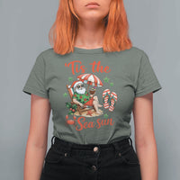 Funny Santa Christmas In July Graphic T Shirt For Women Tis The Sea Sun