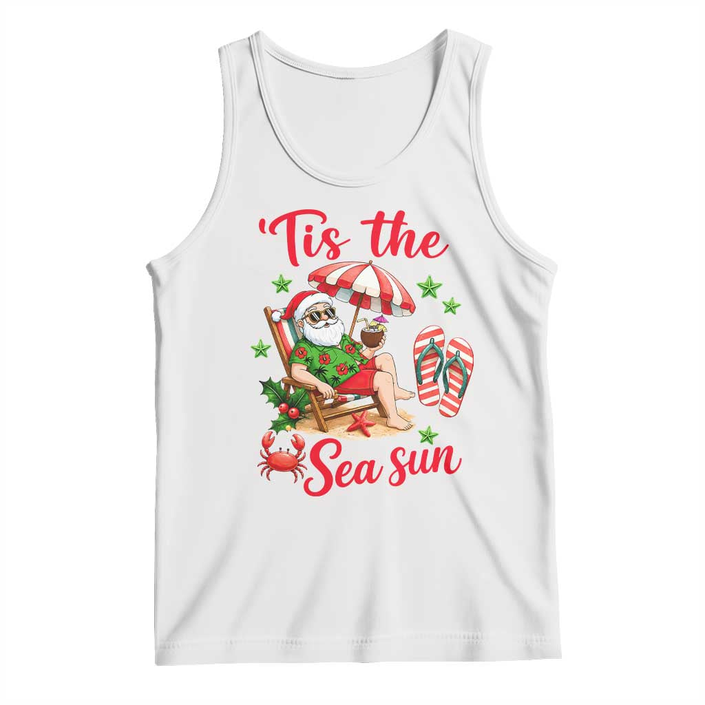 Funny Santa Christmas In July Graphic Tank Top Tis The Sea Sun