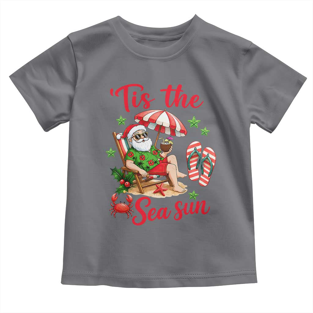 Funny Santa Christmas In July Graphic Toddler T Shirt Tis The Sea Sun