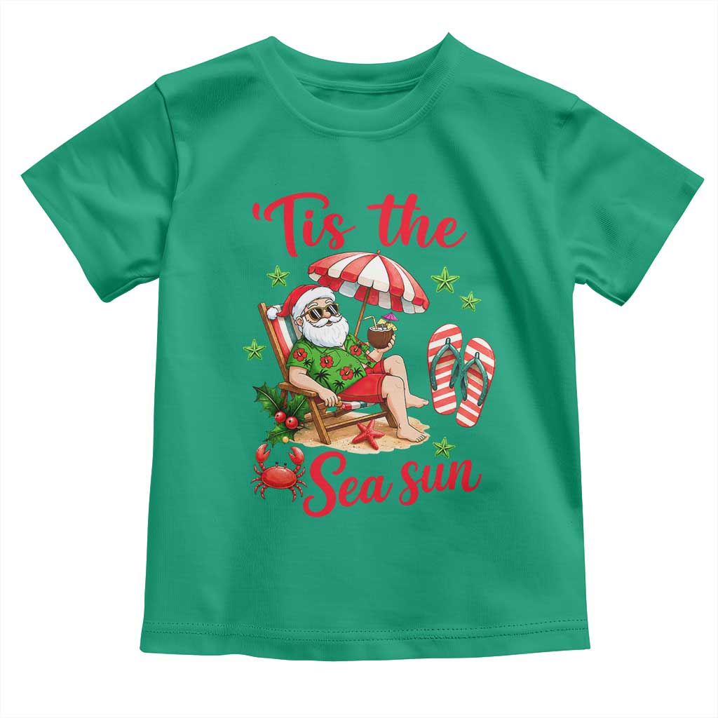 Funny Santa Christmas In July Graphic Toddler T Shirt Tis The Sea Sun