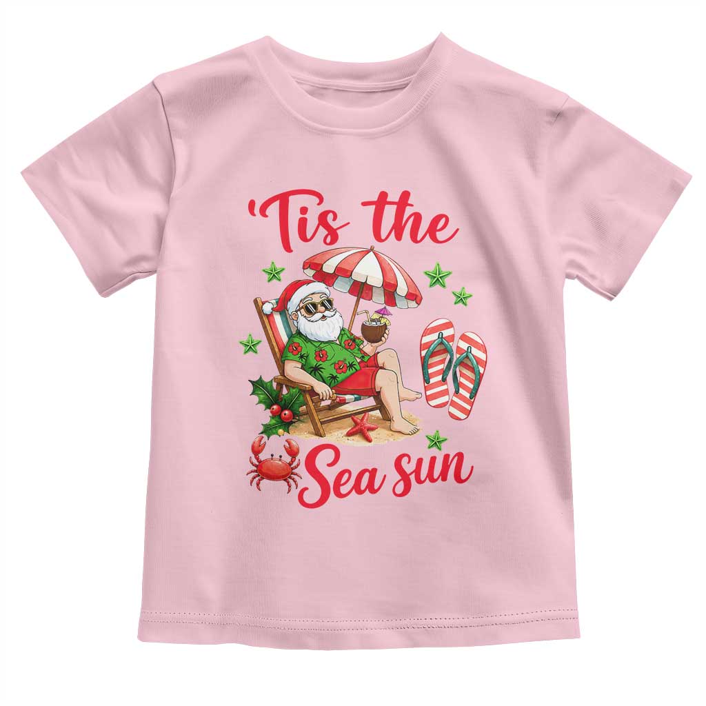 Funny Santa Christmas In July Graphic Toddler T Shirt Tis The Sea Sun