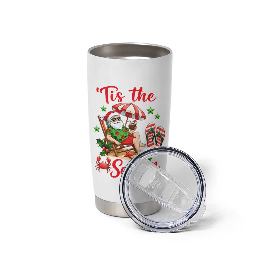 Funny Santa Christmas In July Graphic Tumbler Cup Tis The Sea Sun