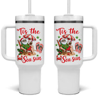 Funny Santa Christmas In July Graphic Tumbler With Handle Tis The Sea Sun