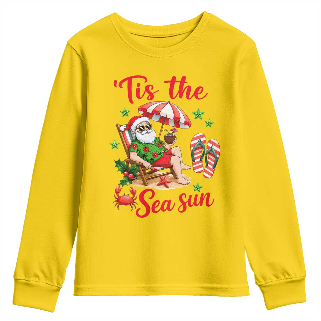 Funny Santa Christmas In July Graphic Youth Sweatshirt Tis The Sea Sun