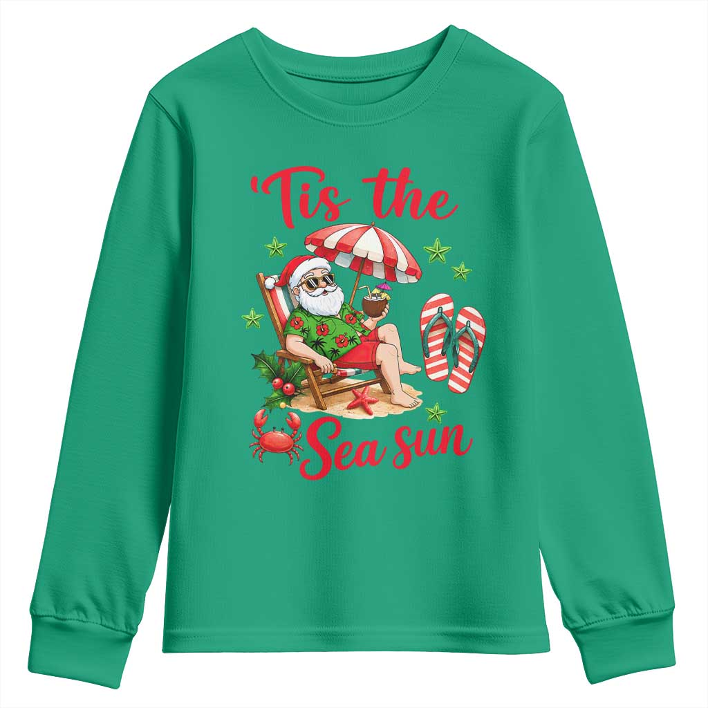 Funny Santa Christmas In July Graphic Youth Sweatshirt Tis The Sea Sun