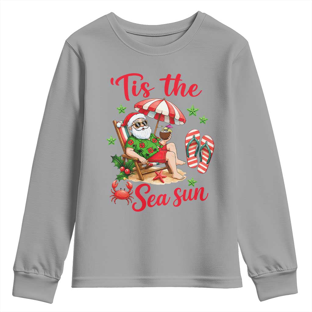 Funny Santa Christmas In July Graphic Youth Sweatshirt Tis The Sea Sun