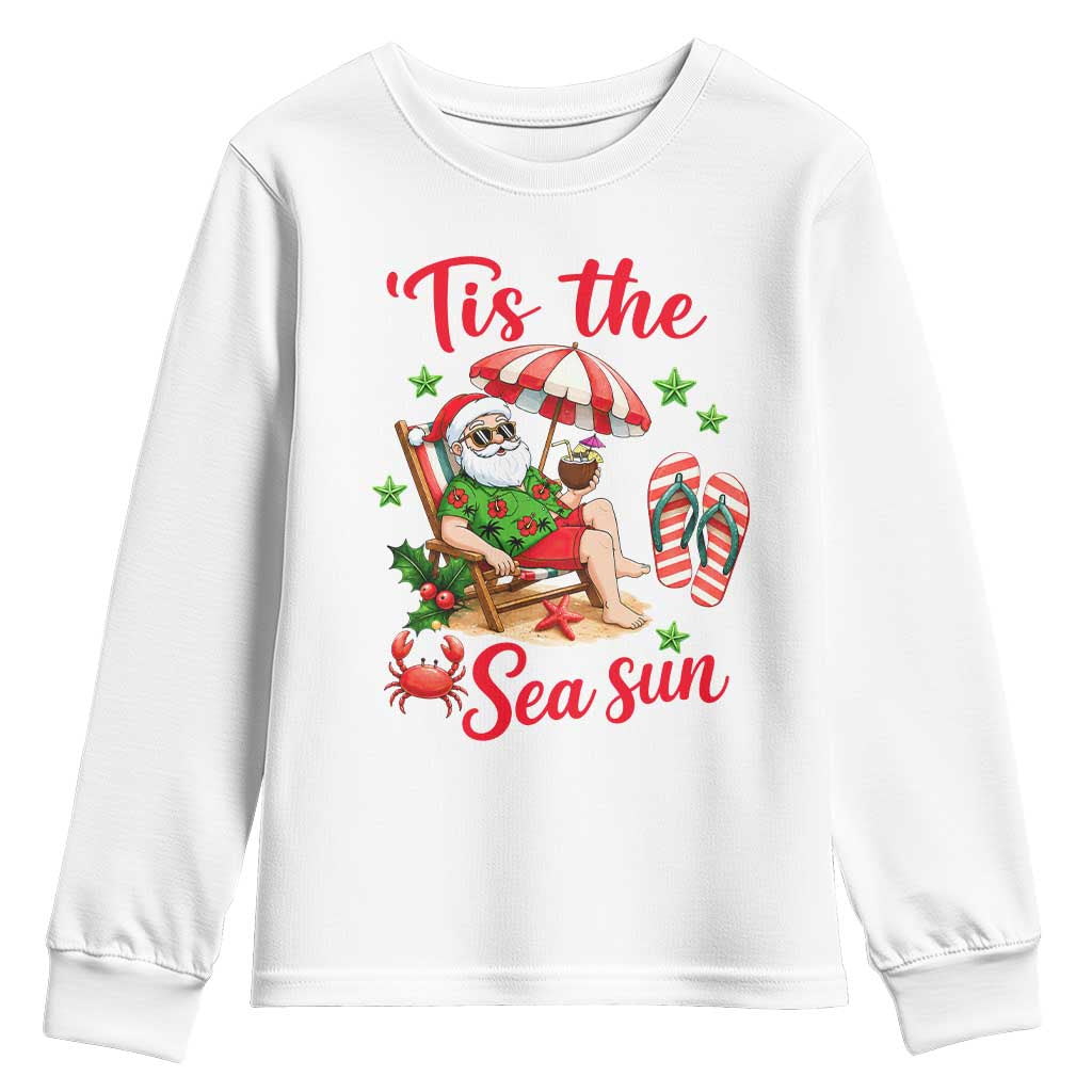 Funny Santa Christmas In July Graphic Youth Sweatshirt Tis The Sea Sun