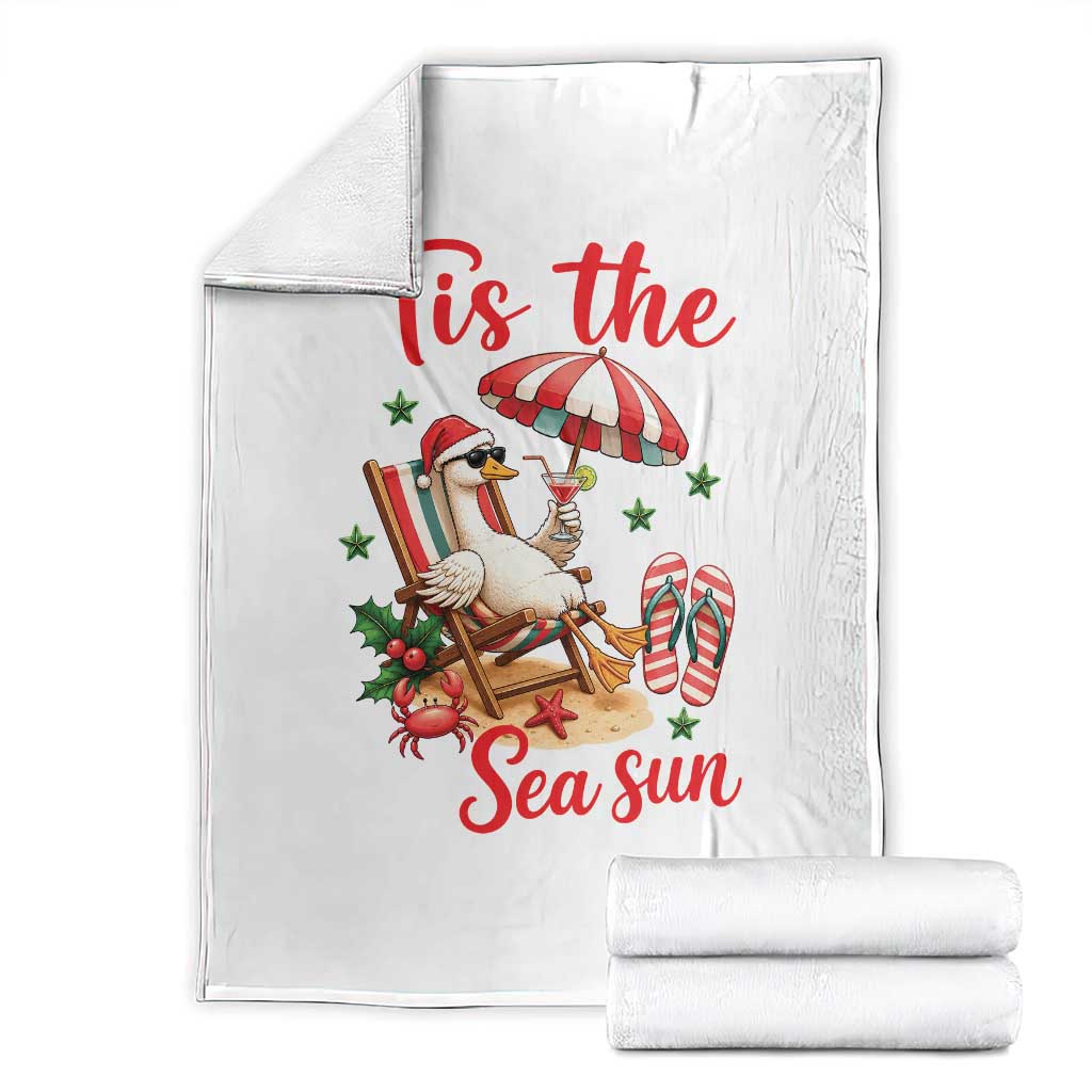 Funny Christmas In July Goose Throw Blanket Tropical Summer Beach Party