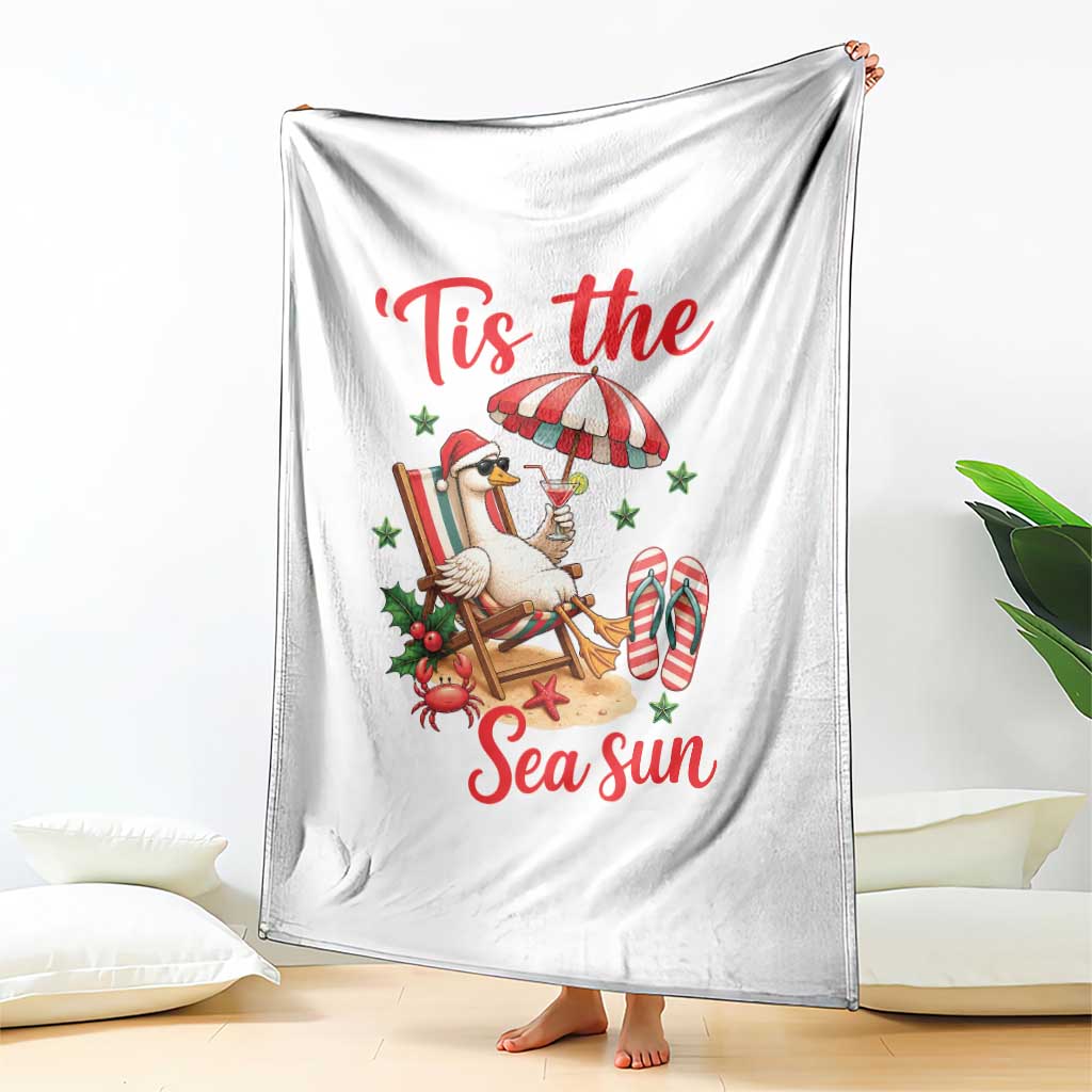 Funny Christmas In July Goose Throw Blanket Tropical Summer Beach Party