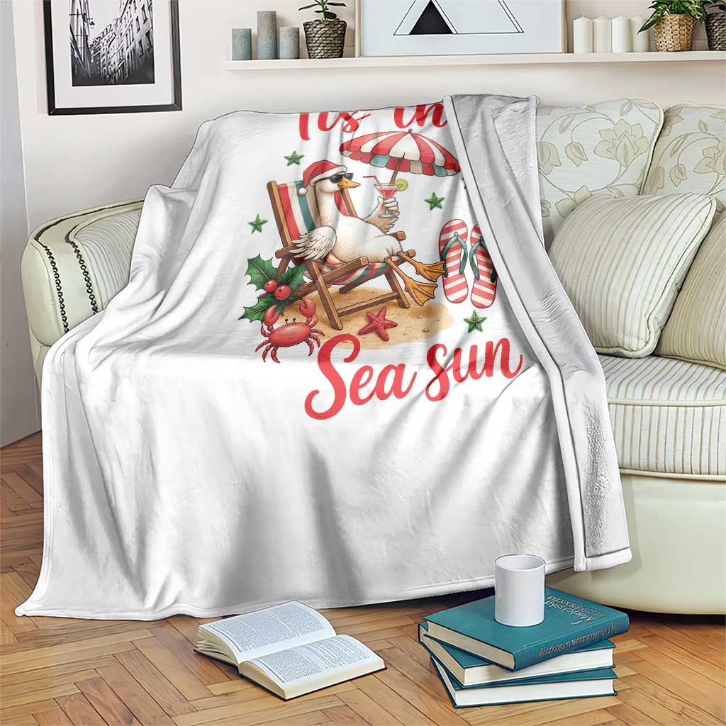Funny Christmas In July Goose Throw Blanket Tropical Summer Beach Party